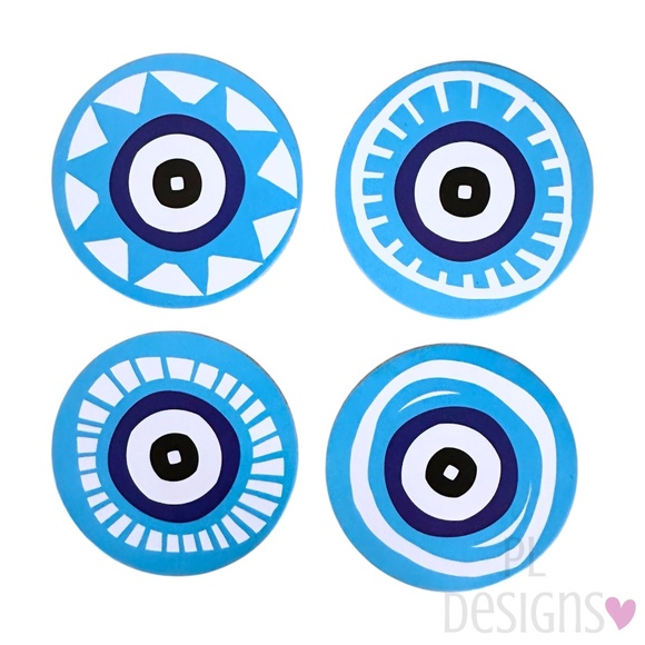 Evil Eye Coaster Set of 4 Cork NEW - Picture 1 of 6